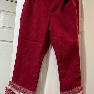 Women’s Capri 12 P red fringe jeans
